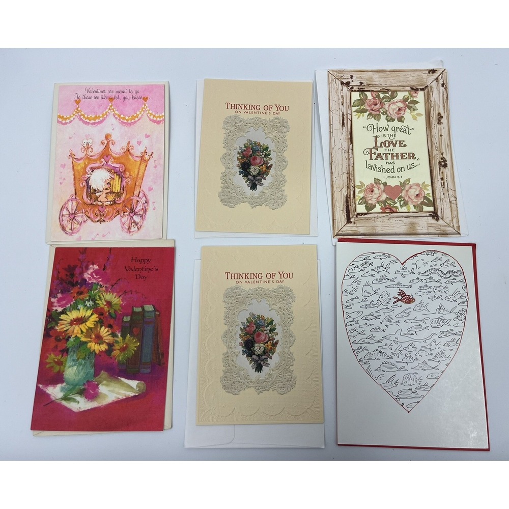 Lot Of 6 Vintage Valentines Greeting Cards Hallmark American Greetings More